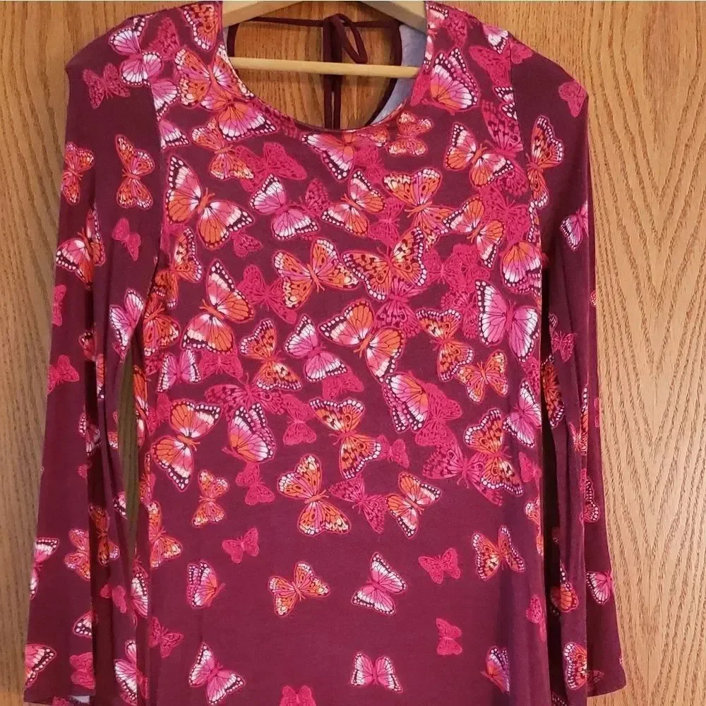 Cute Maroon Butterfly Dress Girls Sz 12